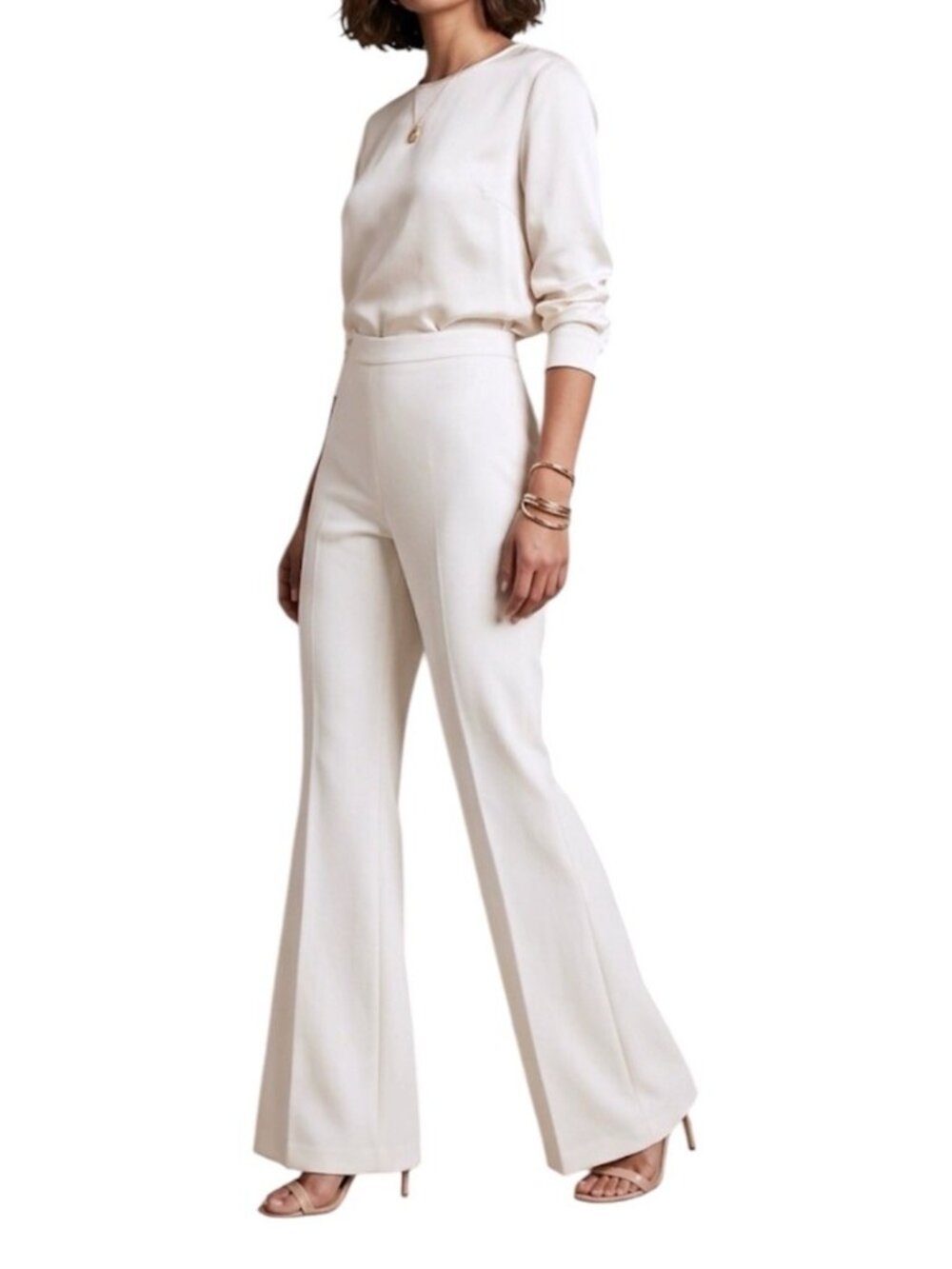 Amanda Uprichard Wallace Ivory Business Career Flared Lined Pants Size Small